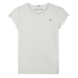 Tommy Hilfiger Essential Ruffle Sleeve Top Wit KG0KG05083-YBR front main