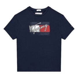 Tommy Hilfiger Flag Print T-Shirt Blauw KG0KG05909-C87 front main