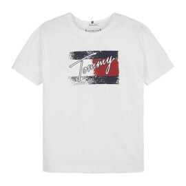 Tommy Hilfiger Flag Print T-Shirt Wit KG0KG05909-YBR front main