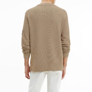 Calvin Klein Monogram Badge Waffle Sweater Grijs J30J316610-PBU model back