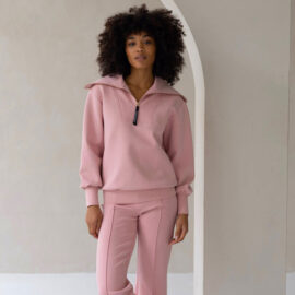 House Of Gravity Oversized Zip Sweater Dames Roze